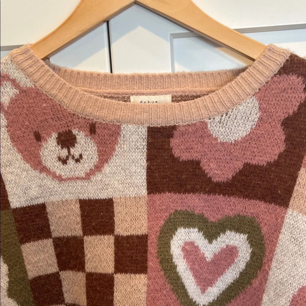 Debut Patchwork Sweater - Pink, Brown, Green Size M - Picture 4 of 7